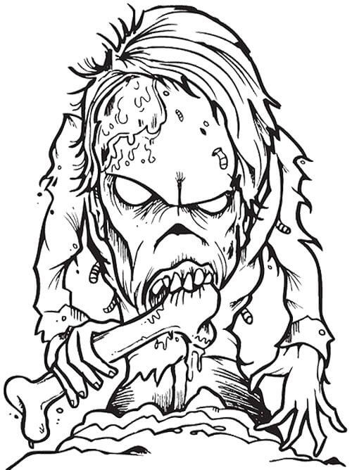 Skremmende Zombie Som Spiser Bein fargelegging