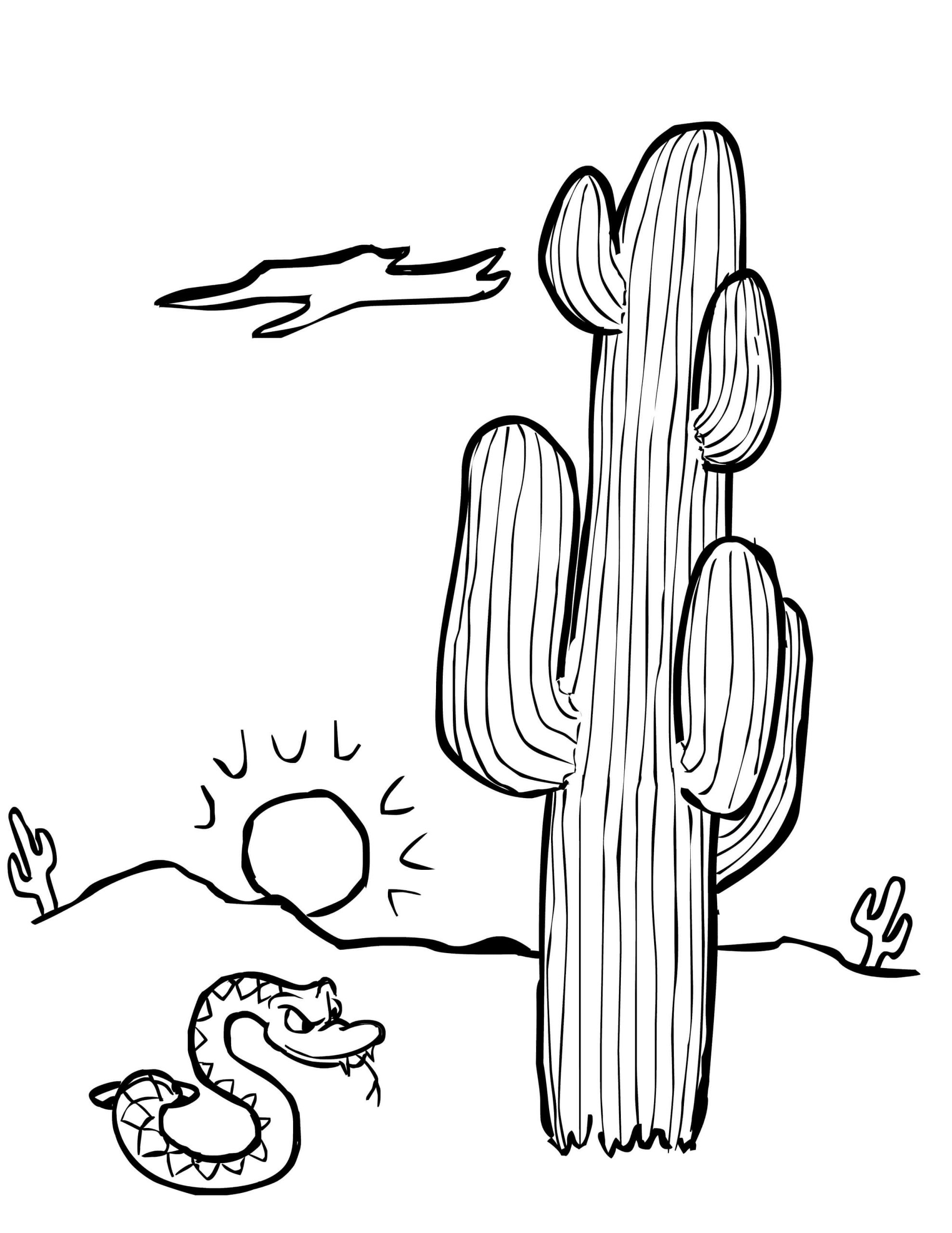 Slange Med Kaktus fargeleggingsside