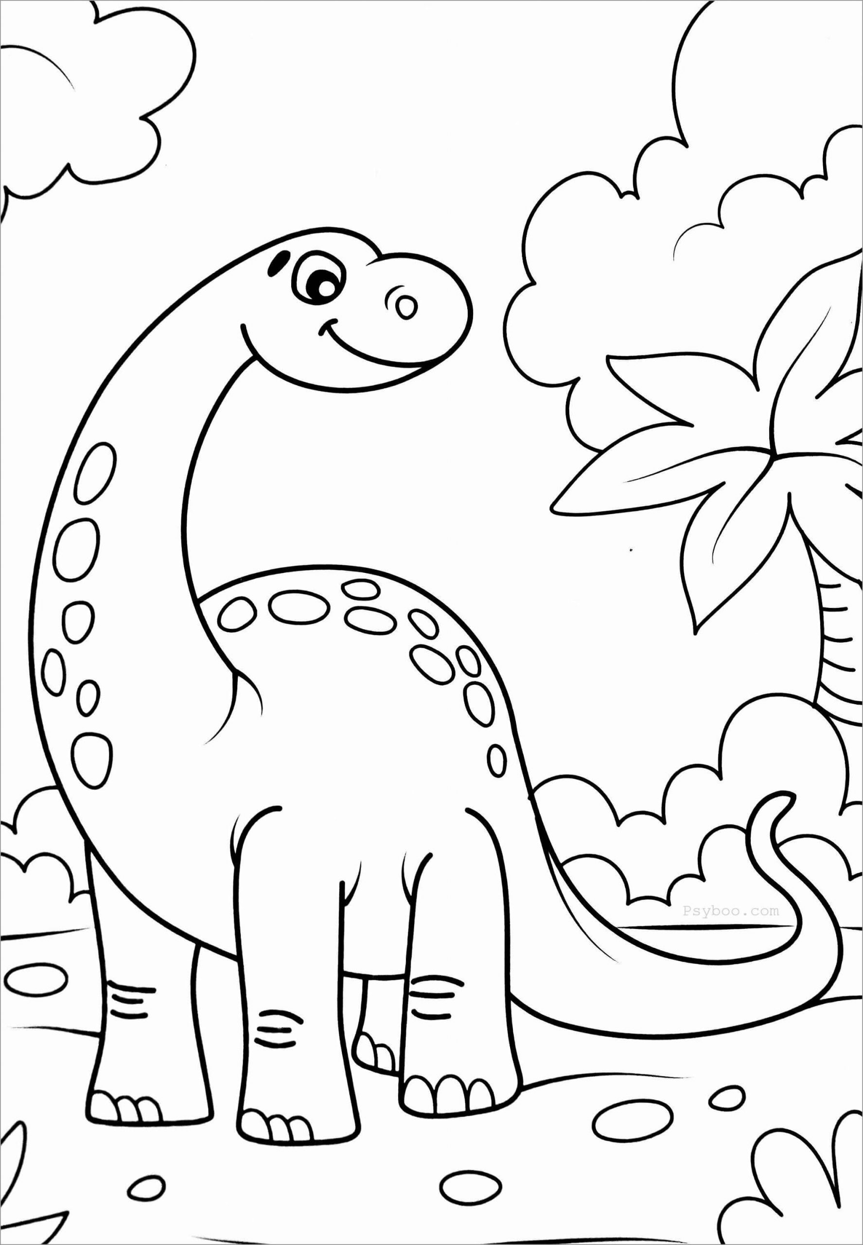 Smilende Langhalset Dinosaur fargelegging
