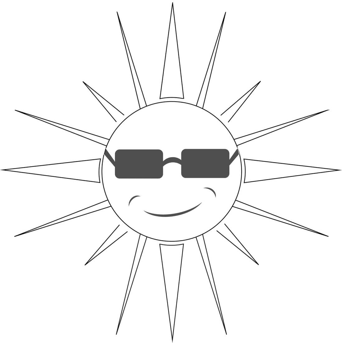 Sol Med Solbriller fargeleggingsside