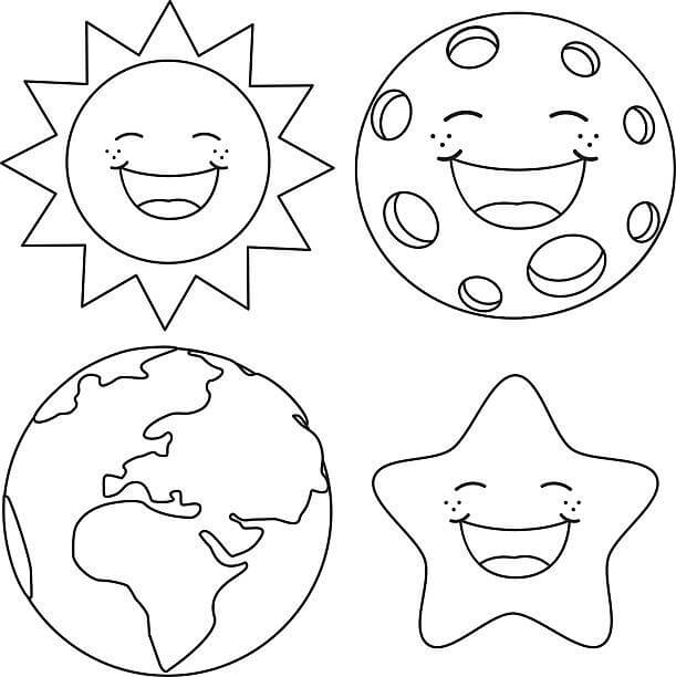 Sol og Planeter fargeleggingsside