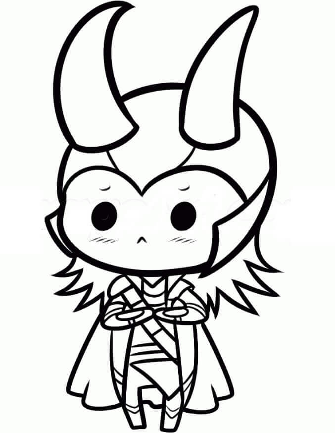 Søt Chibi Loki fargeleggingsside