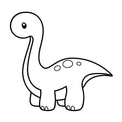 Søt Dinosaur Med Lang Hals fargelegging