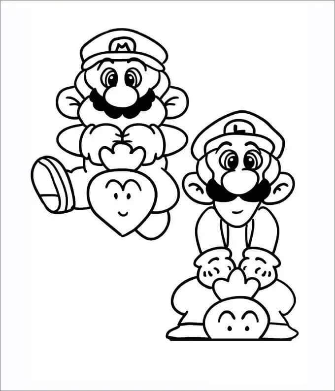 Søte Mario Og Luigi fargeleggingsside