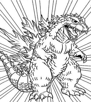 Tegneserie Godzilla fargelegging