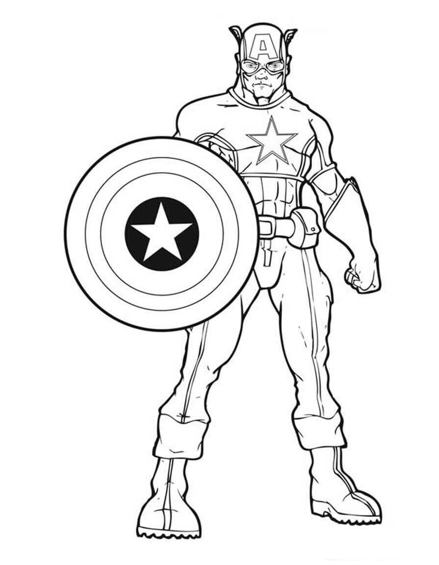 Tegneserie Kaptein Amerika Står fargeleggingsside