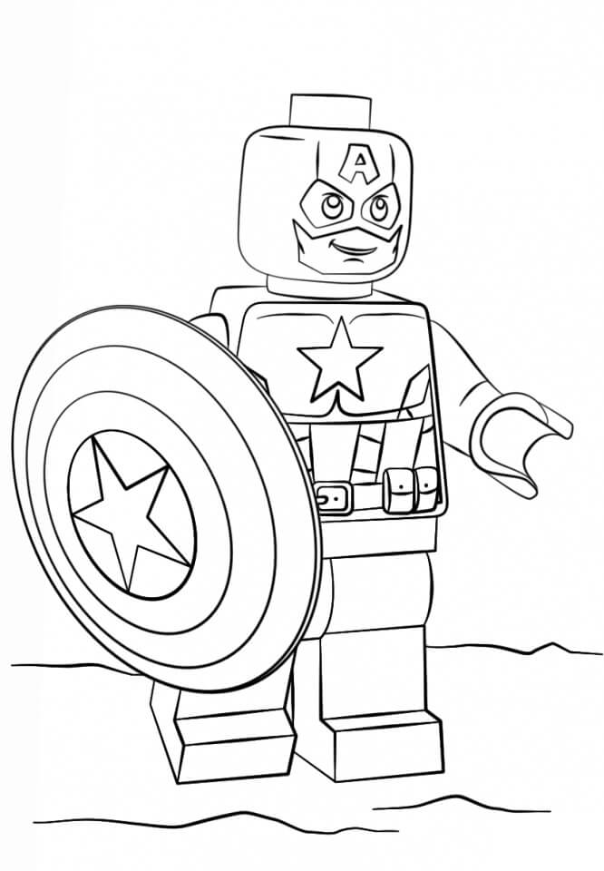 Tegning Lego Kaptein Amerika fargeleggingsside