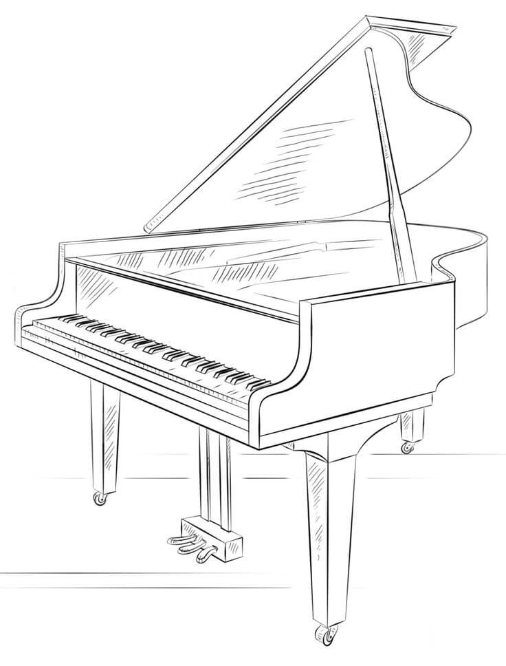 Tegning Piano fargeleggingsside