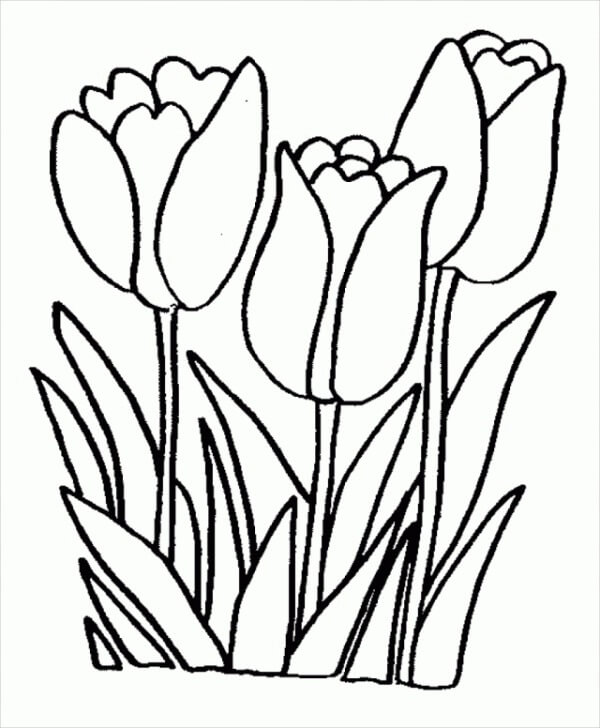 Tegning Tre Blomster fargelegging