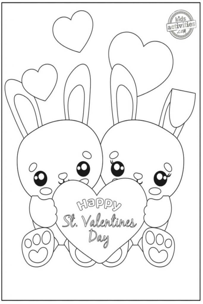 To Kaniner På Valentine fargeleggingsside