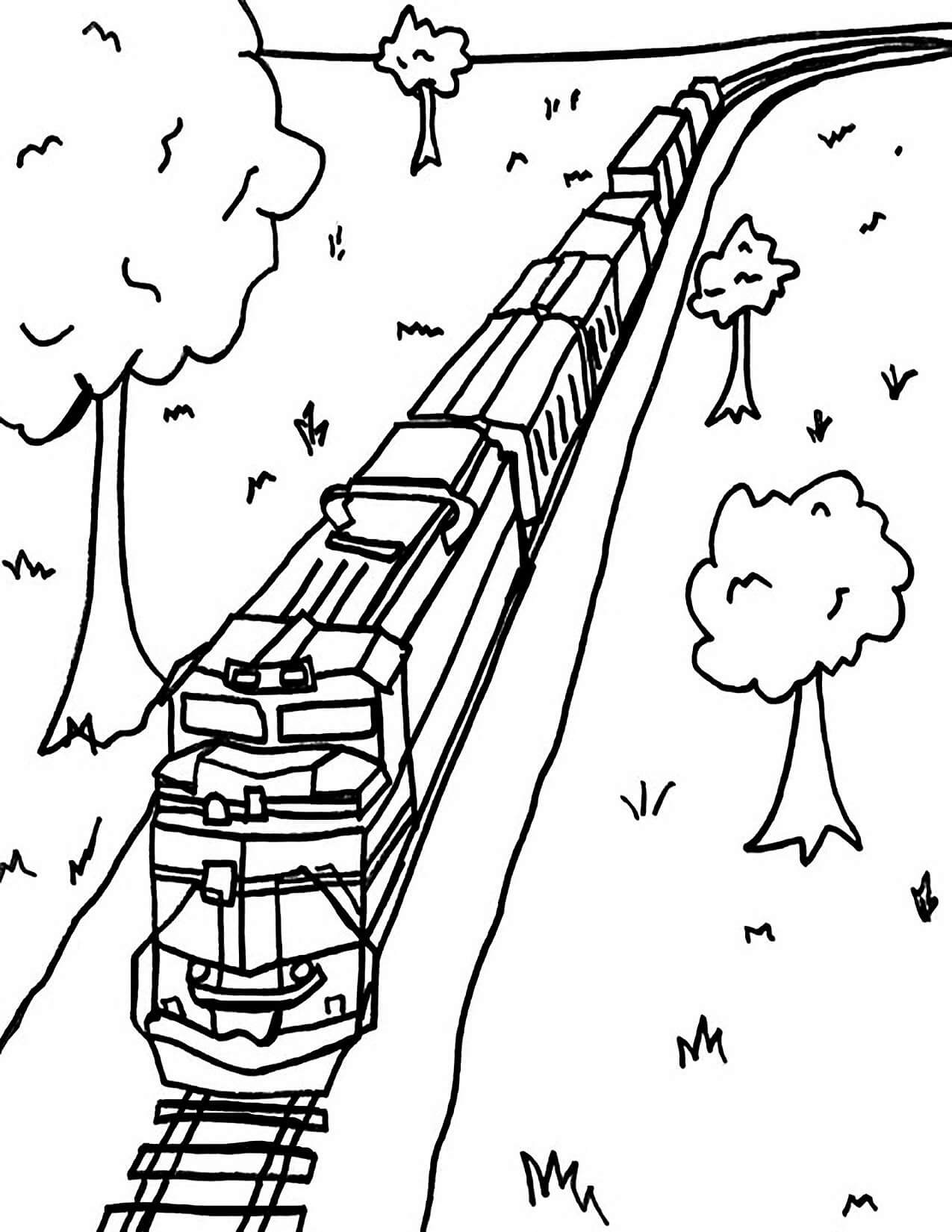Tren Med Trær fargeleggingsside