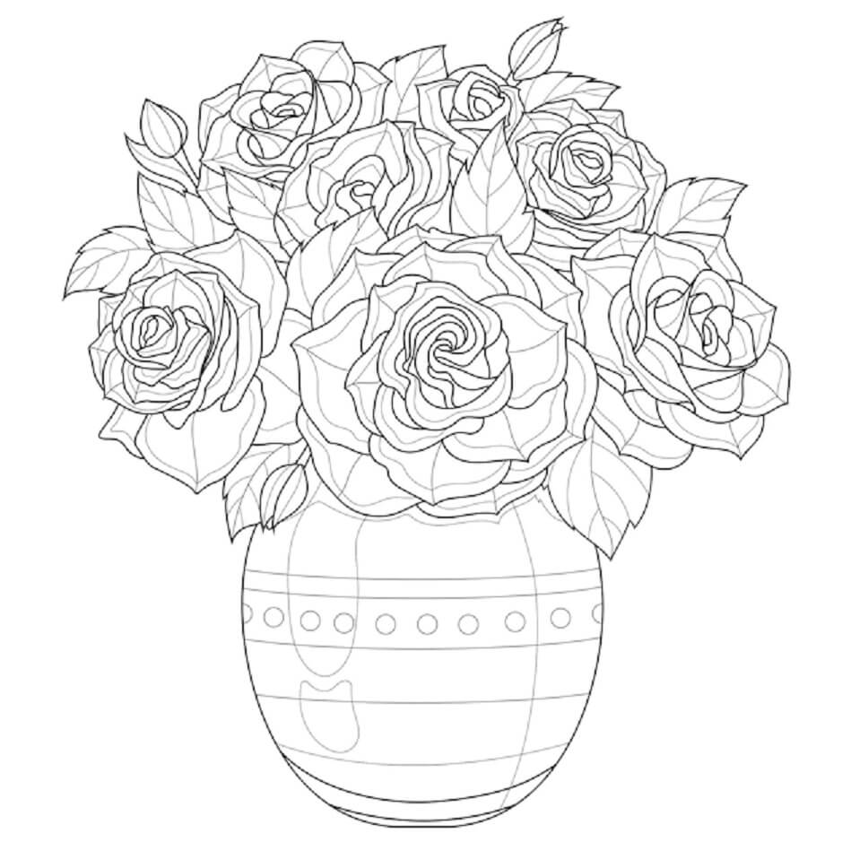 Vase Med Rose fargelegging