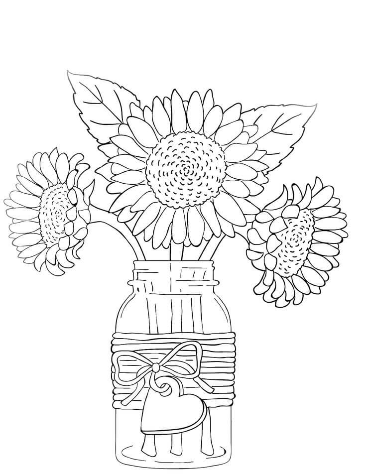 Vase Solsikker fargeleggingsside
