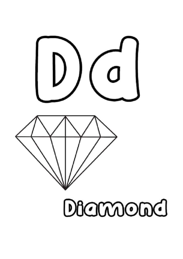 Bokstaven D Og Diamant fargeleggingsside