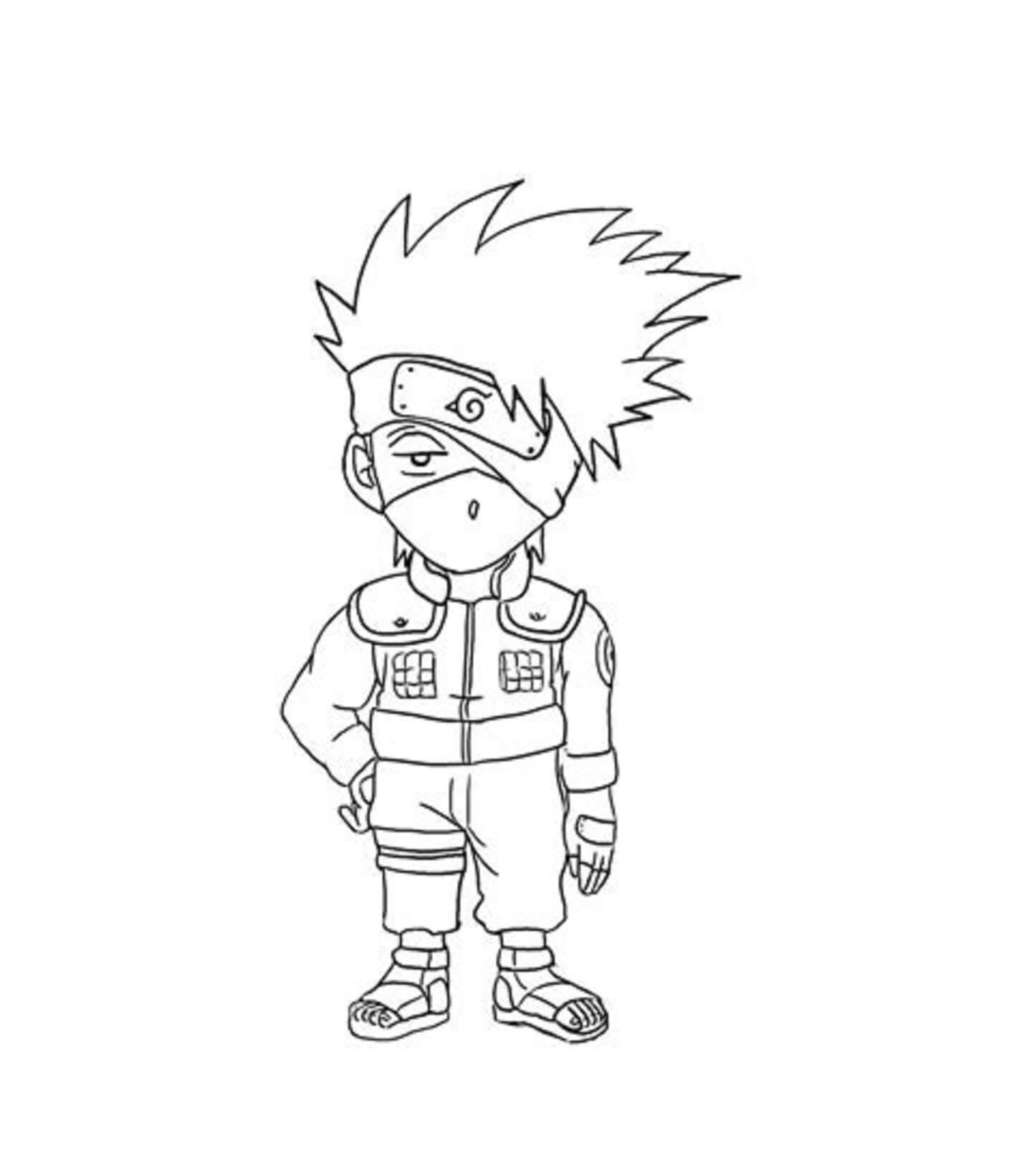 Chibi Kakashi Stående fargelegging