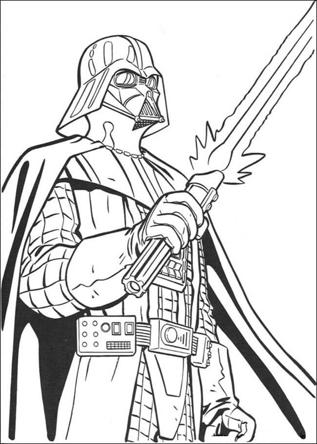 Darth Vader holder lasersverdet fargeleggingsside