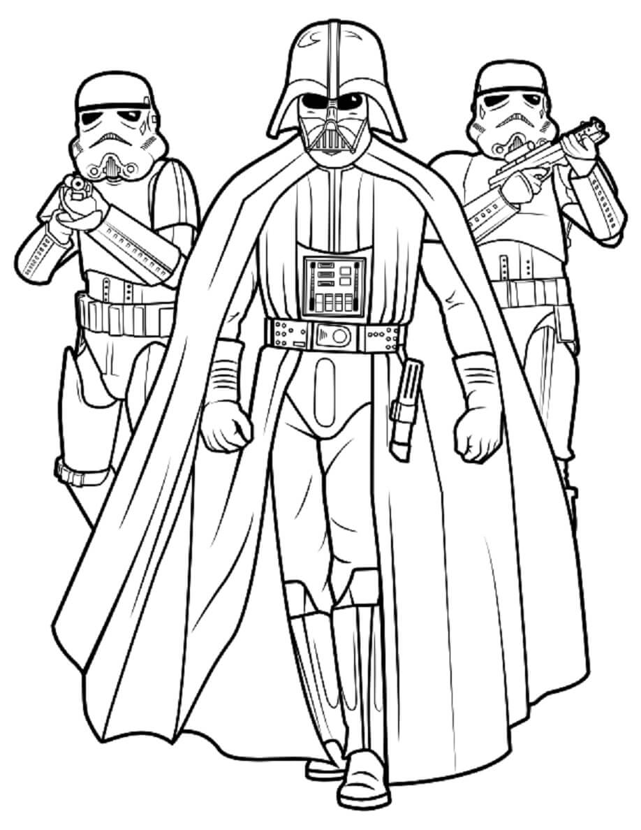 Darth Vader og to Boba Fett fargelegging