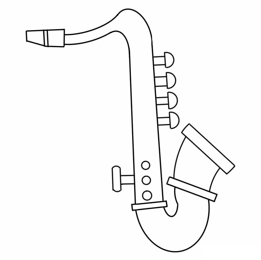 Enkel saksofon fargeleggingsside