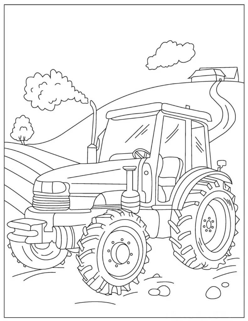 Enkel Traktor fargeleggingsside