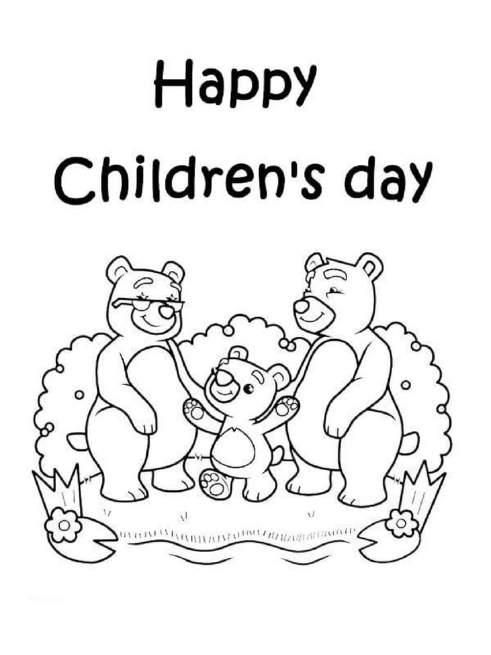 Familiebjørn i Barnas Dag fargelegging