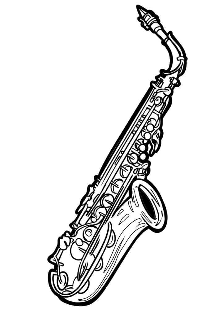 Flott saksofon fargeleggingsside