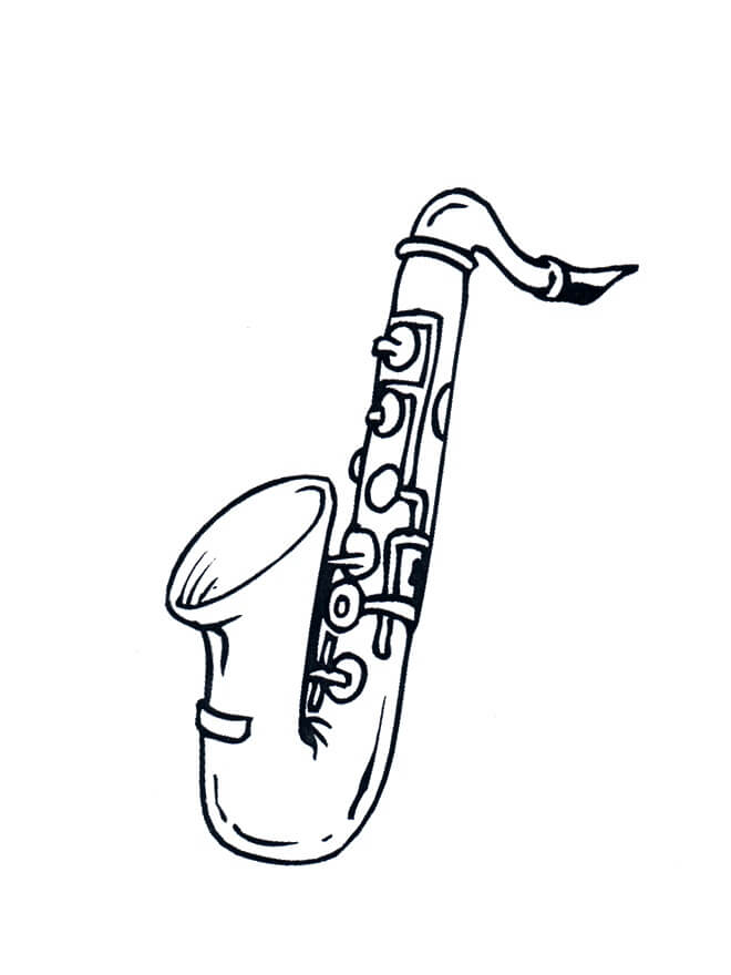 Grunnleggende tegne saksofon fargeleggingsside