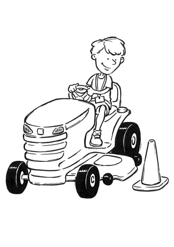 Gutt Som Kjører Traktor fargeleggingsside