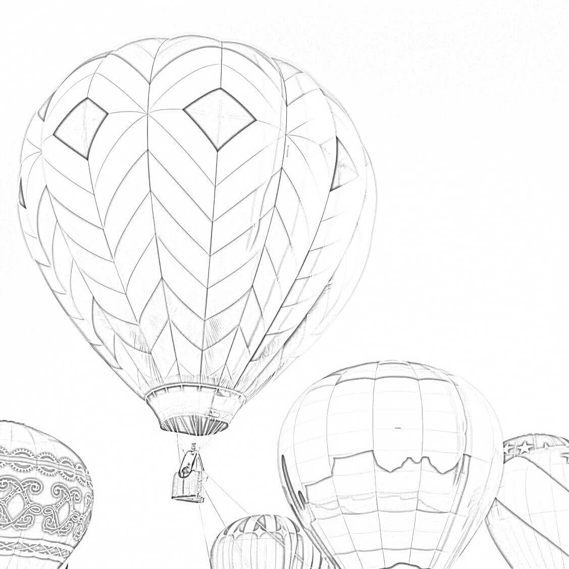 Håndtegne Varmluftsballong fargeleggingsside
