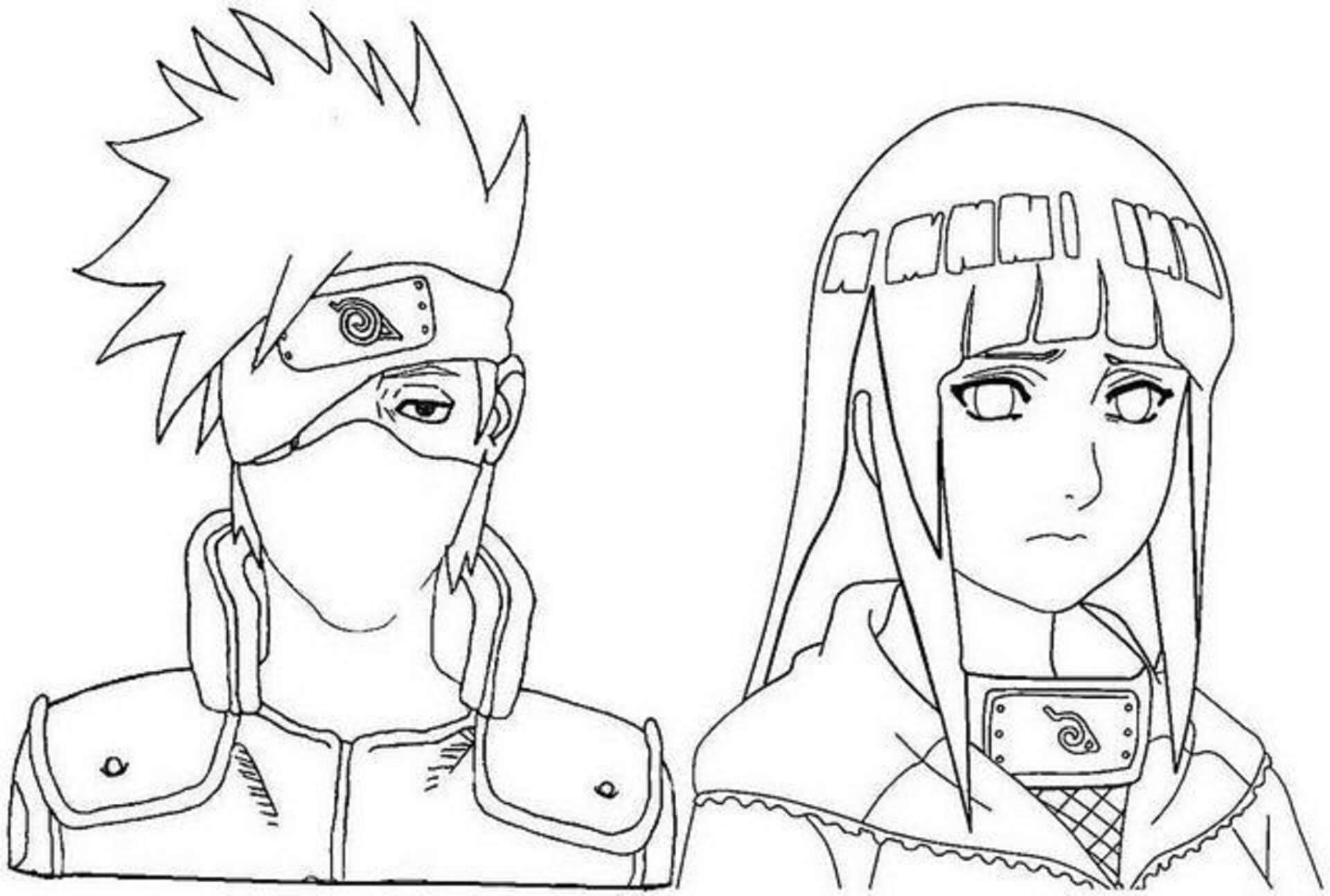 Kakashi Og Hinata-Ansikt fargelegging