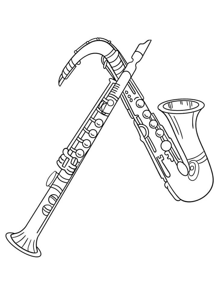 Klarinett og saksofon fargeleggingsside