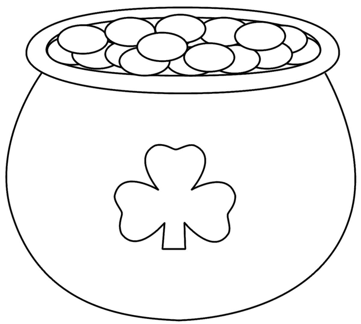 Krukke Med Gull Med Shamrock-Logo fargelegging