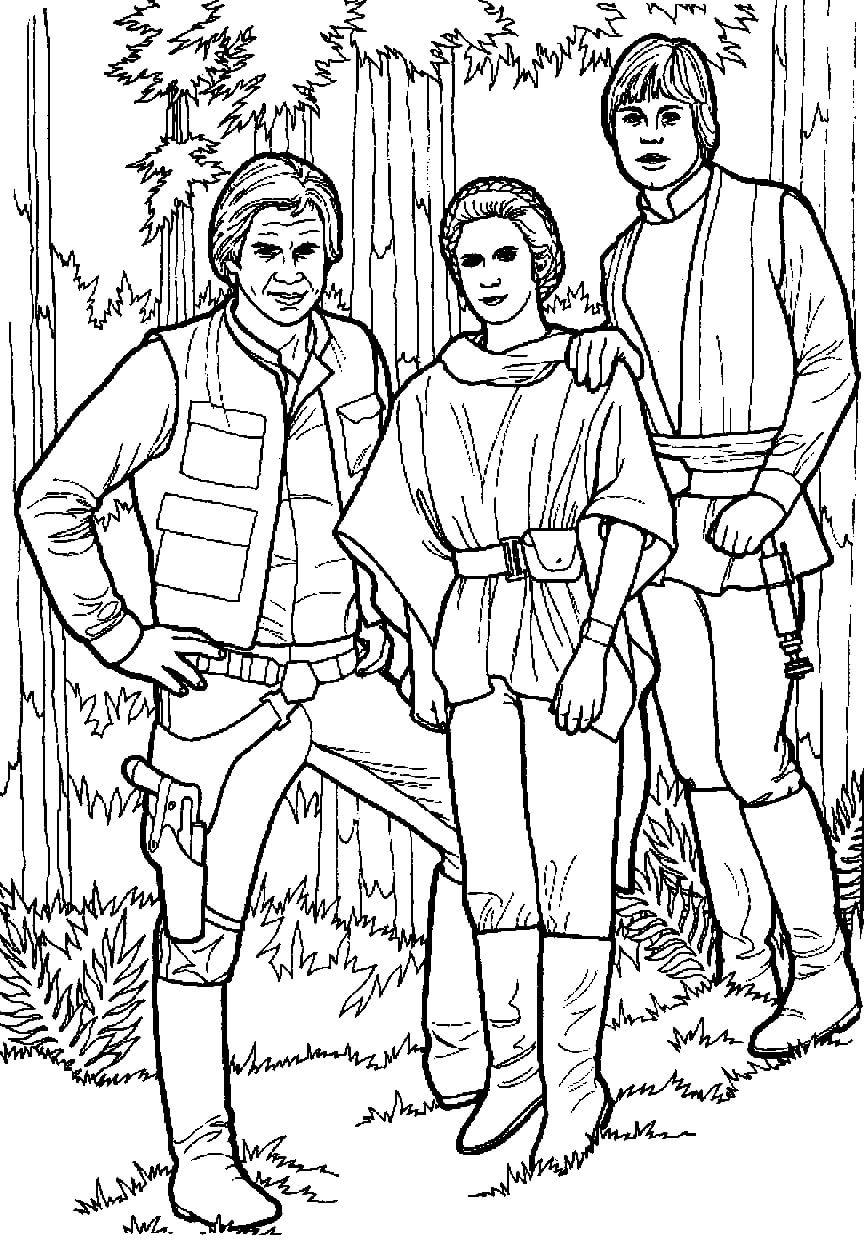 Luke Skywalker og venner fargeleggingsside