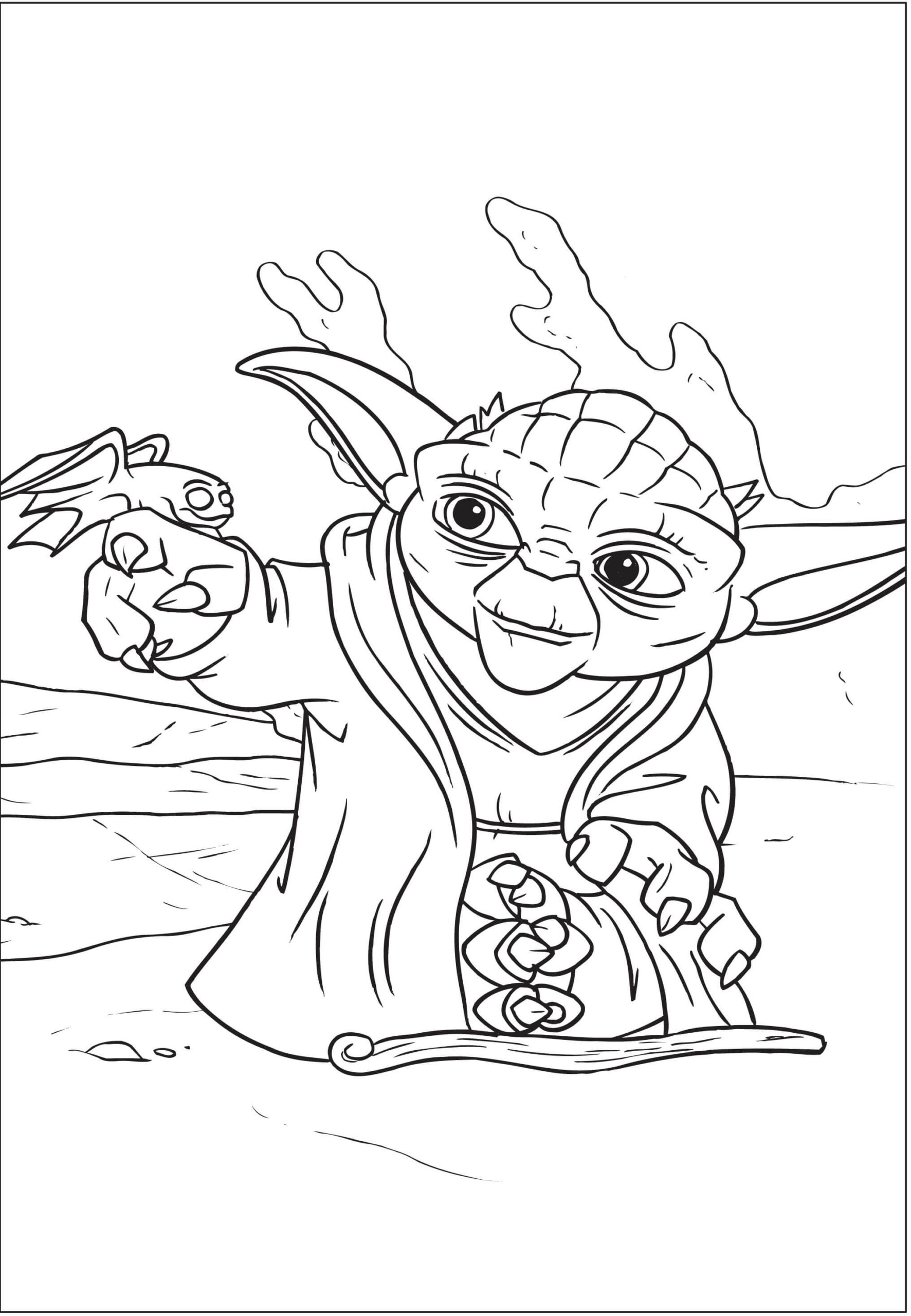 Mester Yoda med Little Dragon fargeleggingsside