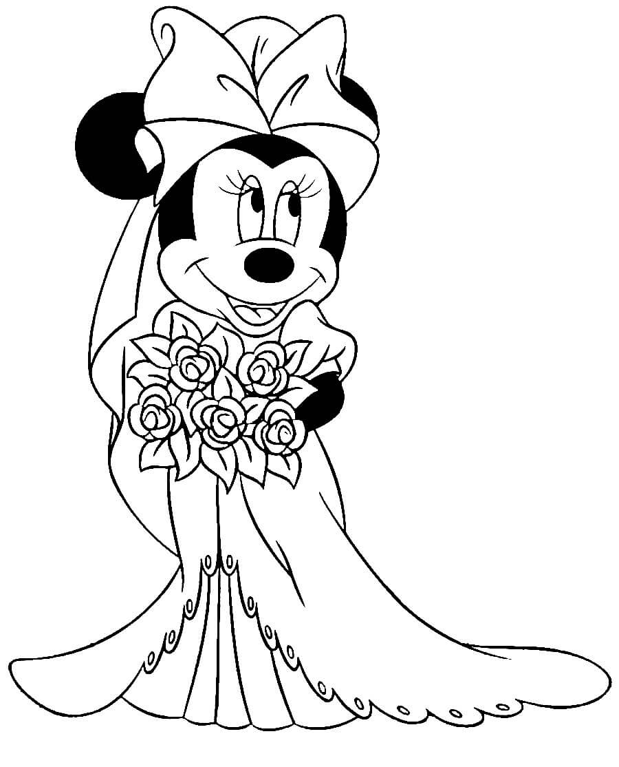 Minnie Mouse I Brudekjole fargelegging