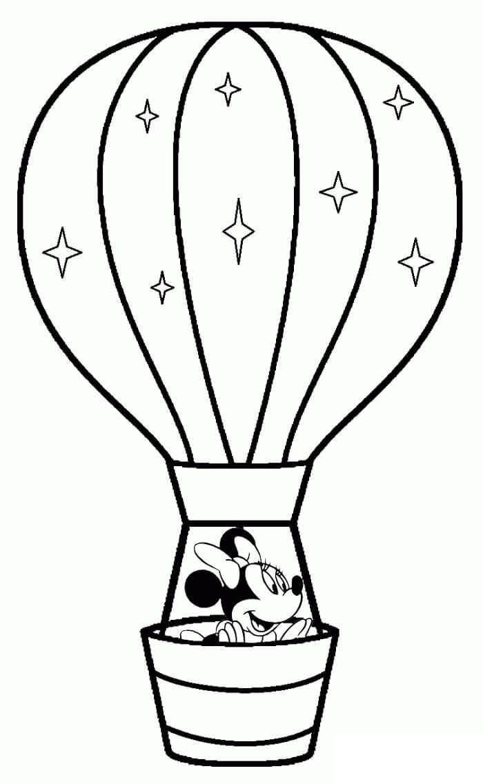 Minnie Mouse I En Varmluftsballong fargeleggingsside