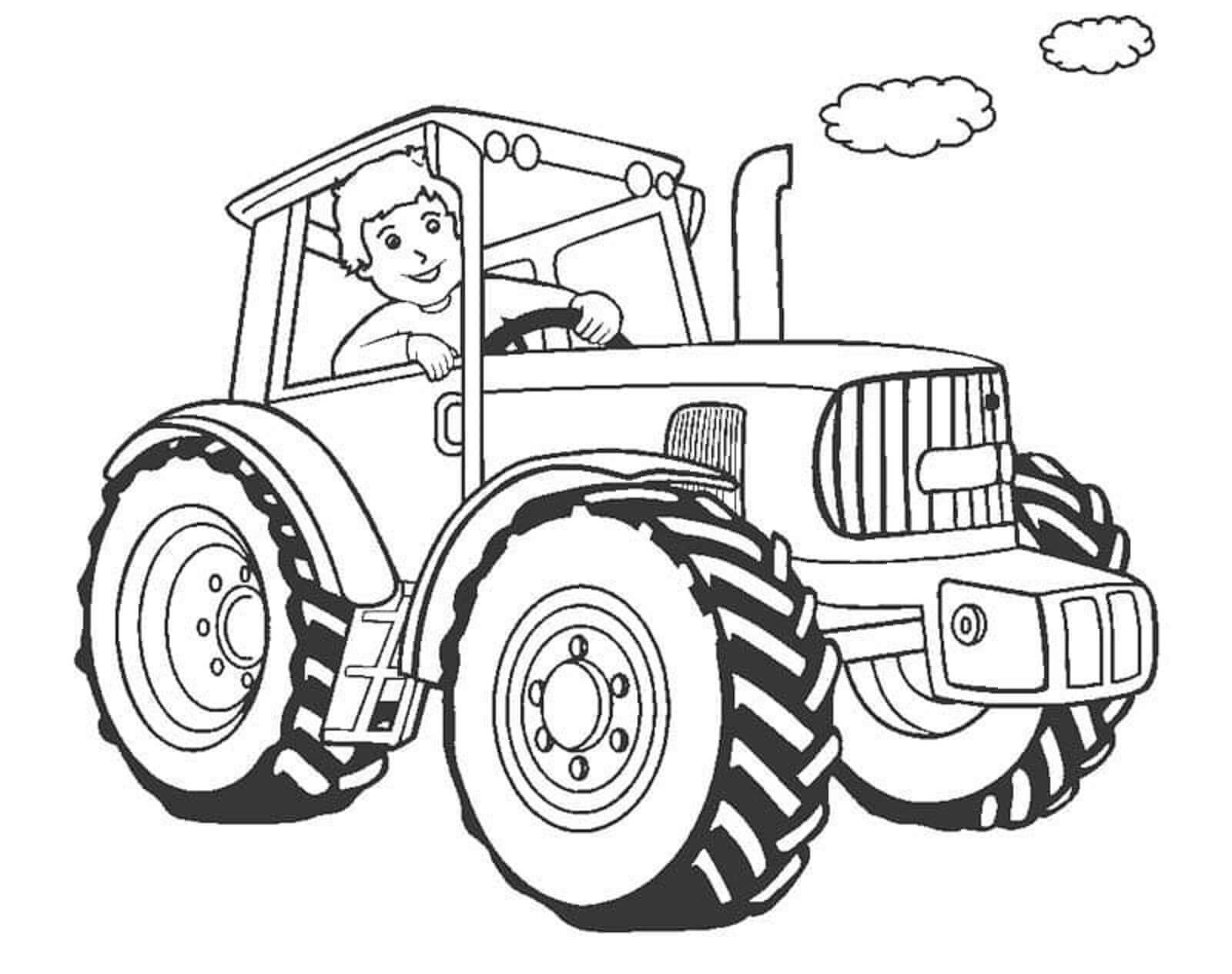 Morsom Mann Som Kjører Traktor fargeleggingsside