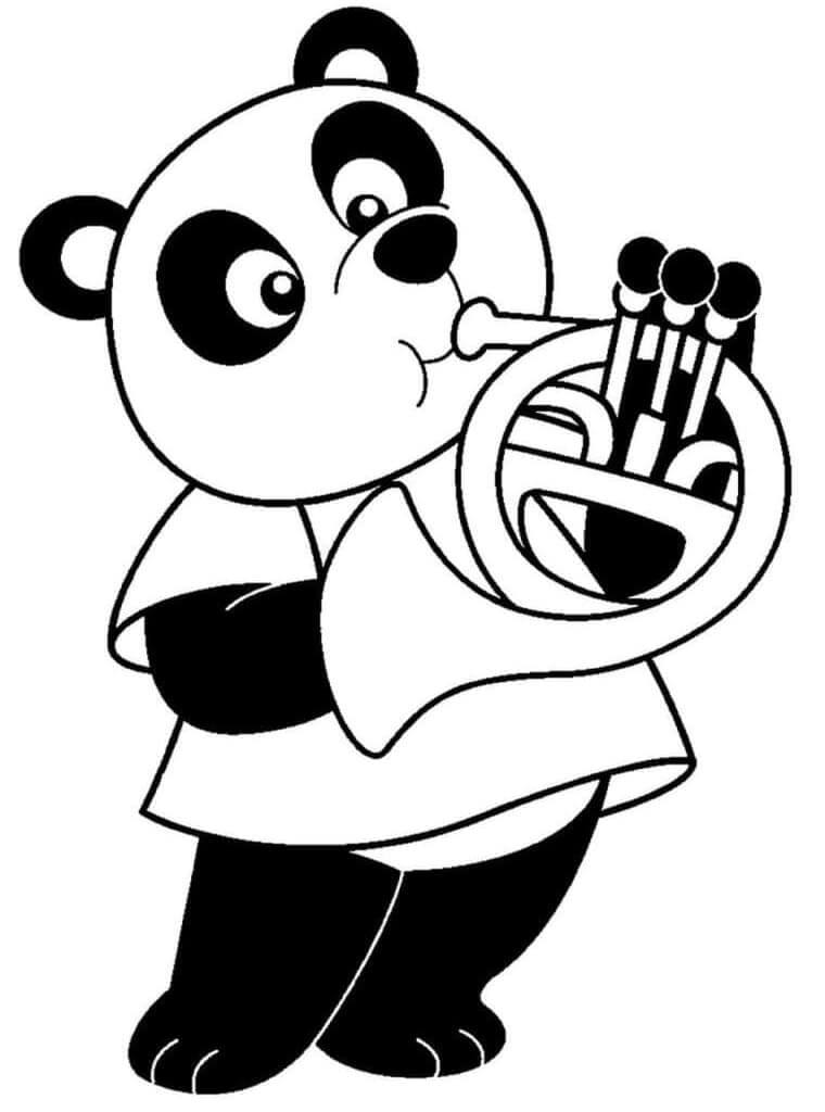 Panda Spiller Trompet fargelegging