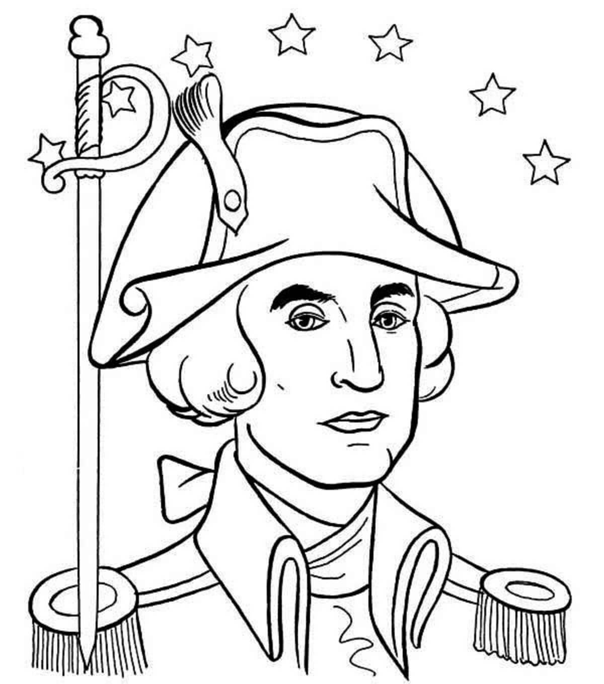 Portrett av George Washington med stjerner fargelegging