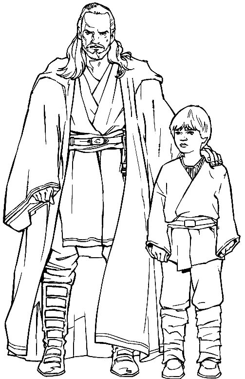 Qui-Gon Jinn og Lille Luke Skywalker fargelegging