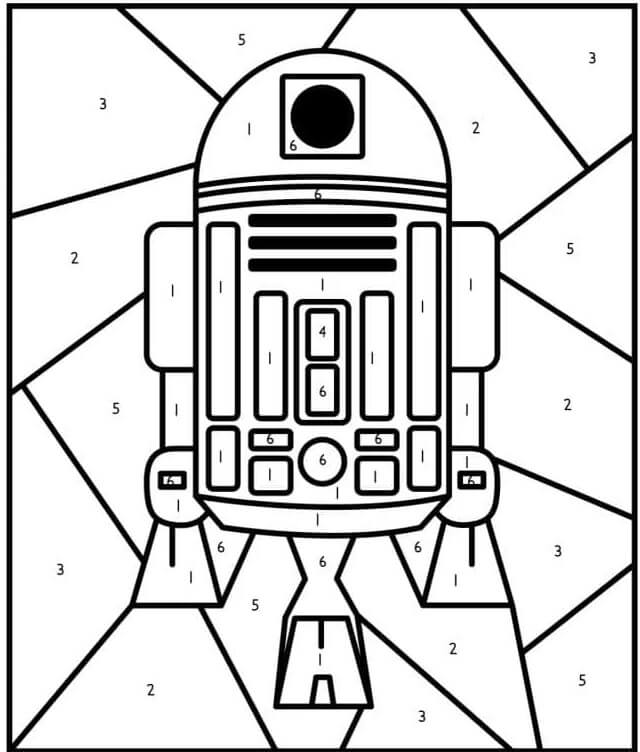 R2-D2 Farge etter nummer fargeleggingsside