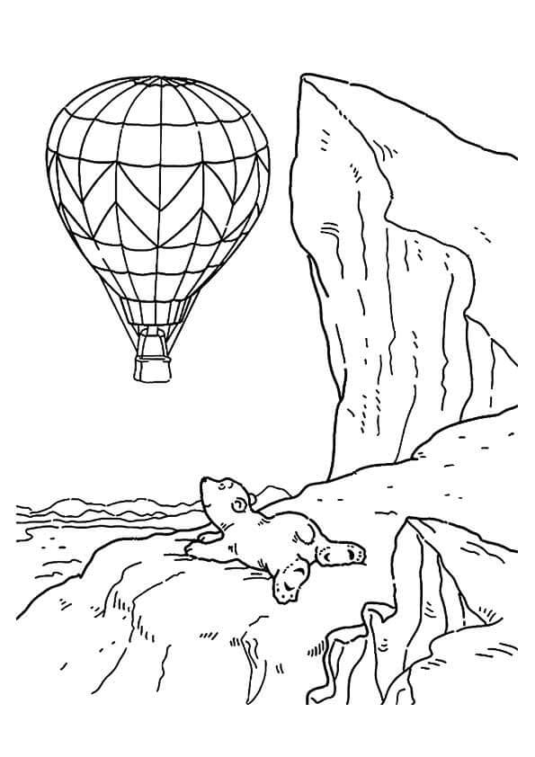 Ser På En Polar Varmluftsballong fargeleggingsside