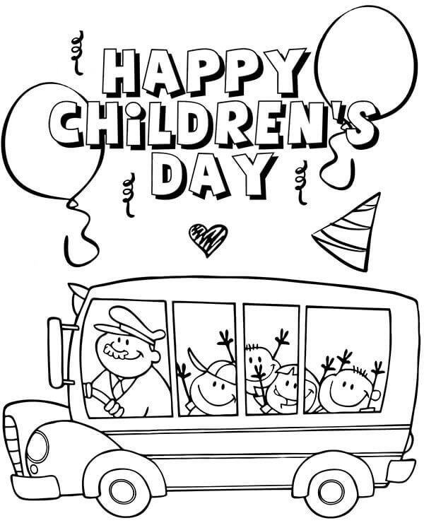 Skolebuss i glad barnas dag fargelegging