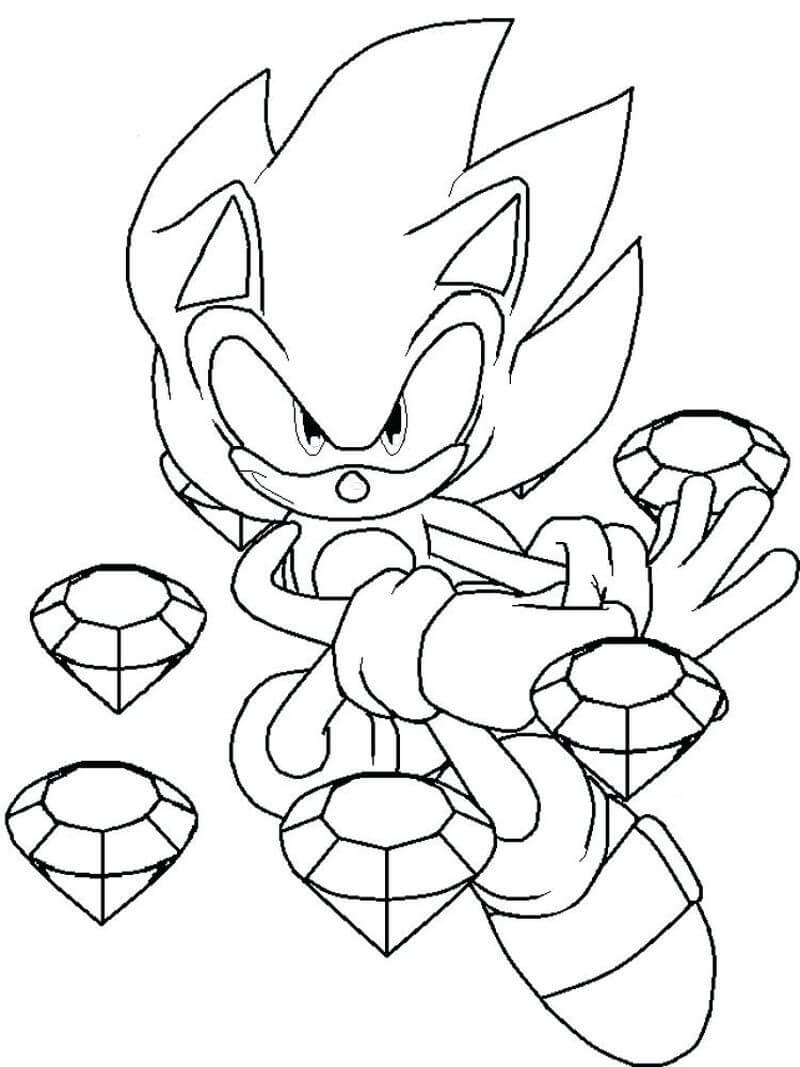 Sonic Med Fem Diamanter fargelegging