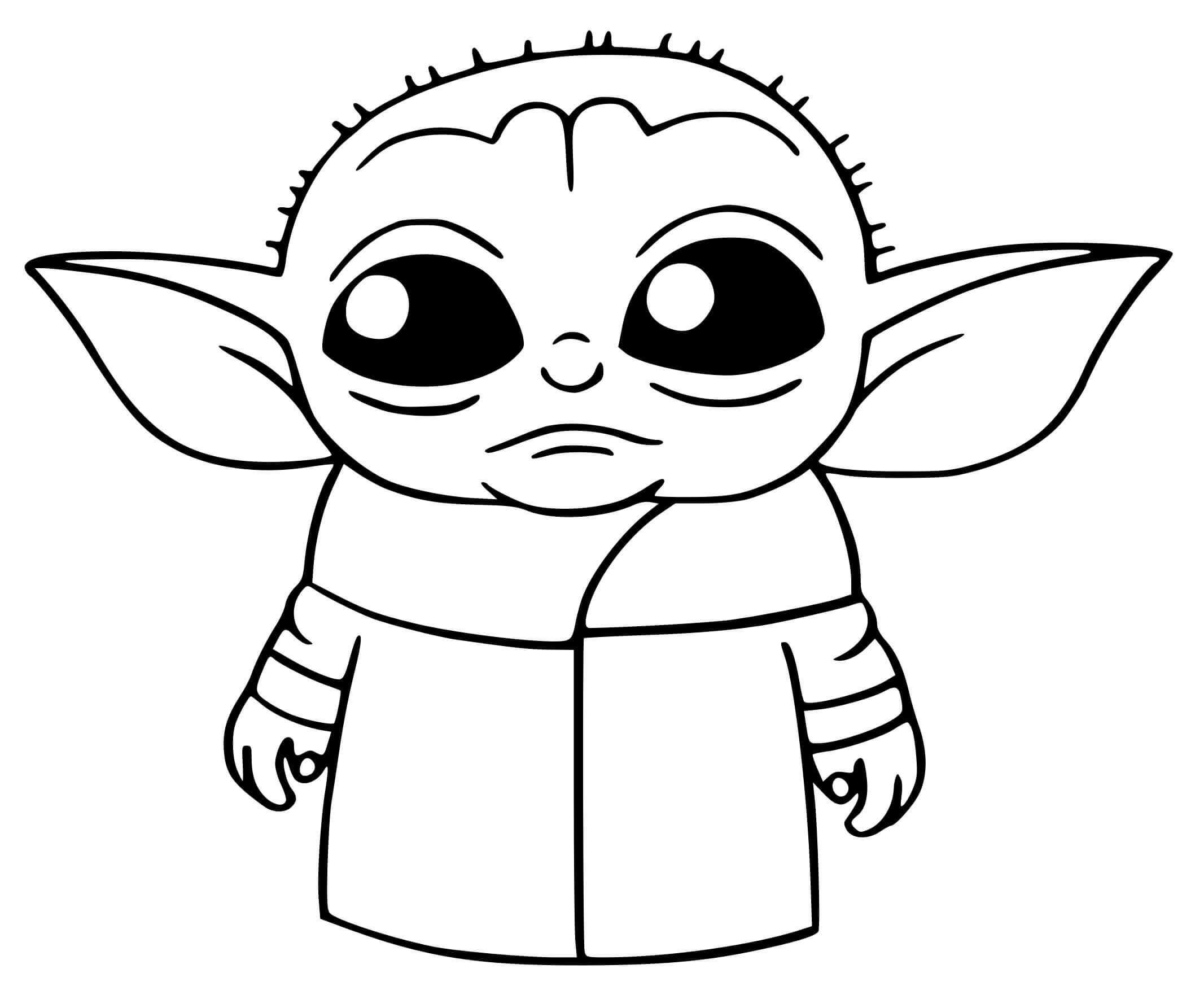 Søt baby Yoda fargeleggingsside