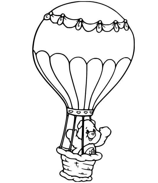 Teddybjørn I Luftballong fargeleggingsside
