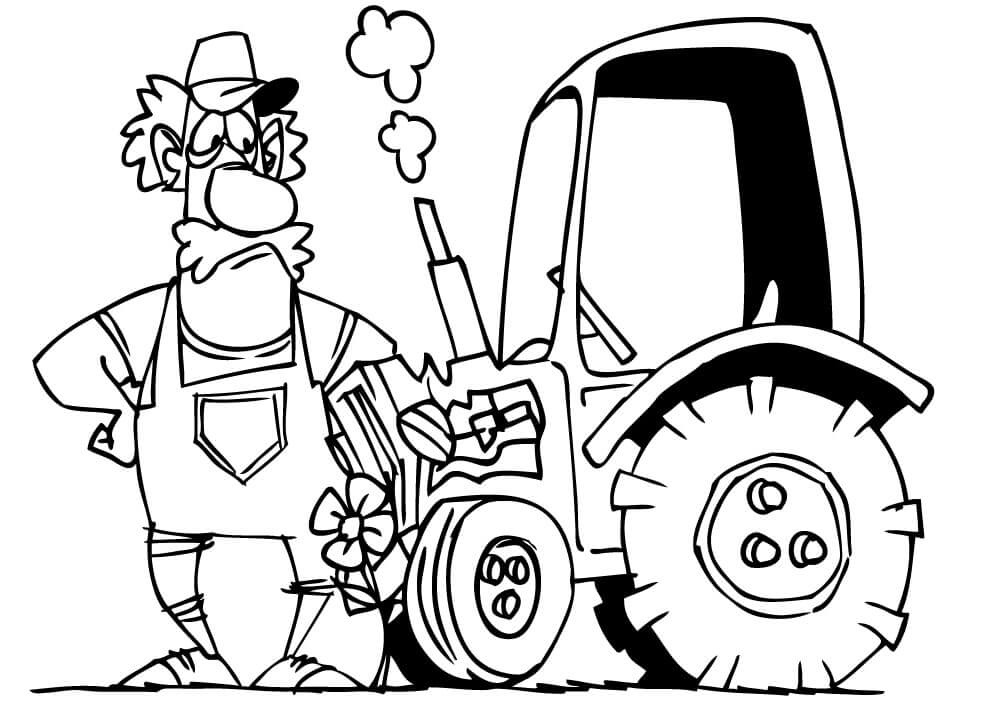 Tegneserie Bonde Og Traktor fargeleggingsside