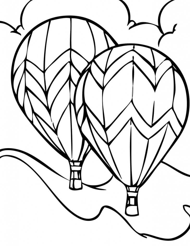 Tegning Av To Varmluftsballonger fargelegging