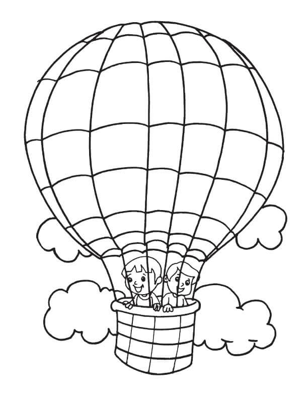 To Barn I En Luftballong fargeleggingsside