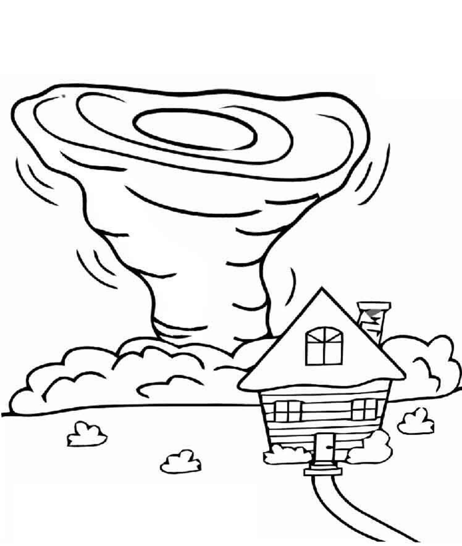 Tornado Og Hus fargeleggingsside