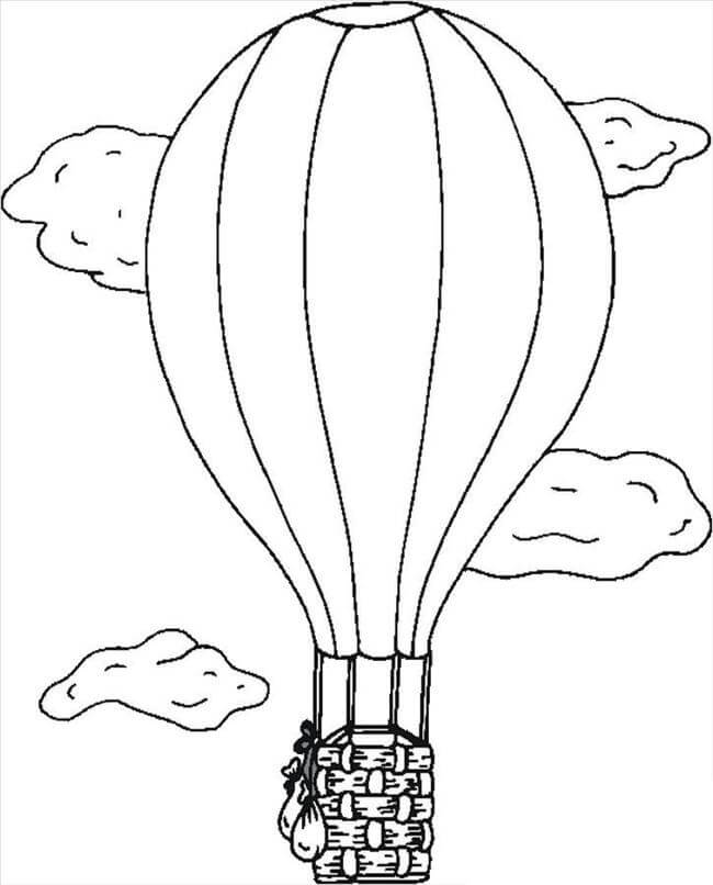 Varmluftsballong Og Skyer fargeleggingsside